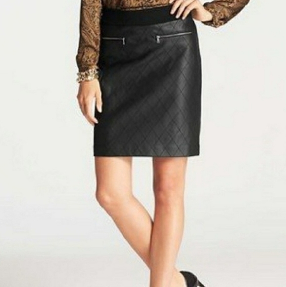 Ann Taylor Dresses & Skirts - NEW ANN TAYLOR Faux Leather Quilted Skirt